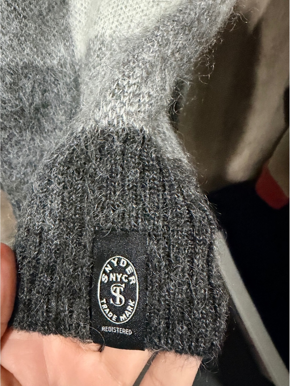 Todd Snyder Brushed Buffalo Check Crewneck Sweater, Size Large, Black and Gray - Picture 6 of 8